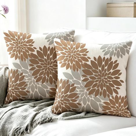 Deco Housse Coussin 45x45cm d'oreiller Dahlia Housses de Coussin Lin (1/5)