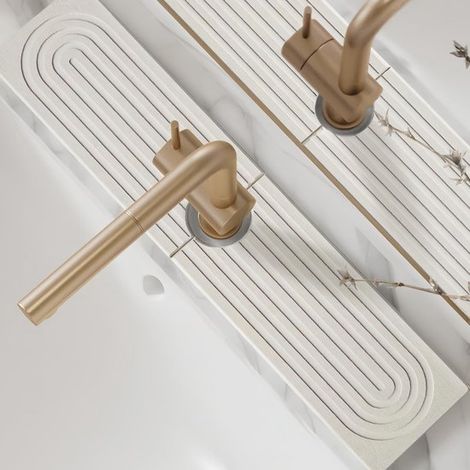 Tapis pour Robinet De Cuisine Tapis Evier Cuisine Anti Spritzer aus Kieselgur, Tapis D'évier Türschwammplateau aus Stein, wasserabsorbierend und (1/5)