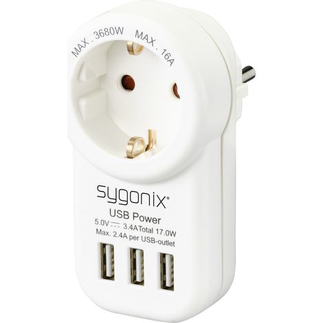 Sygonix SY-4755856 Zwischensteckdose mit USB Weiß (1/5)