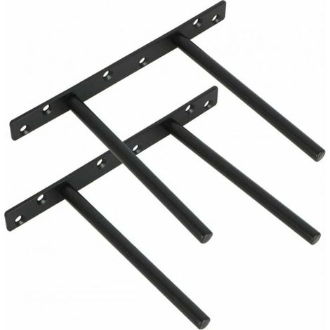 Pack of invisible floating shelf brackets for wall mounting, hidden floating shelf bracket made of wood, metal bracket, stainless steel with matte black finish – wall shelf (1/4)