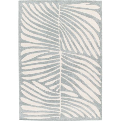 DESIGN LEAVES - Tapis à relief doux moderne bleu 160x230 (1/5)