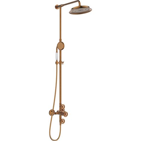 Essebagno Colonne de douche thermostatique Indus cuivre brossé