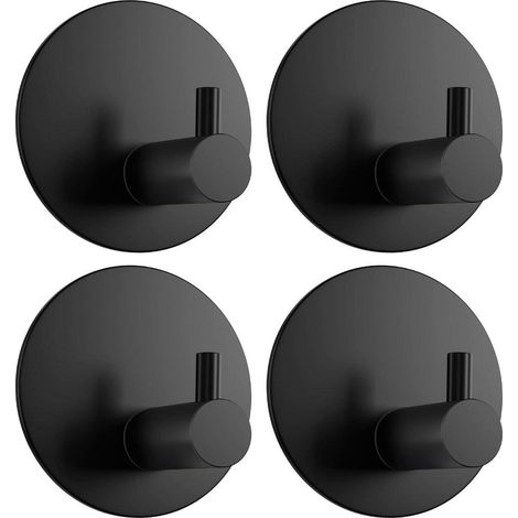 Handtuchhaken selbstklebend 4er Set schwarz Edelstahl (1/5)
