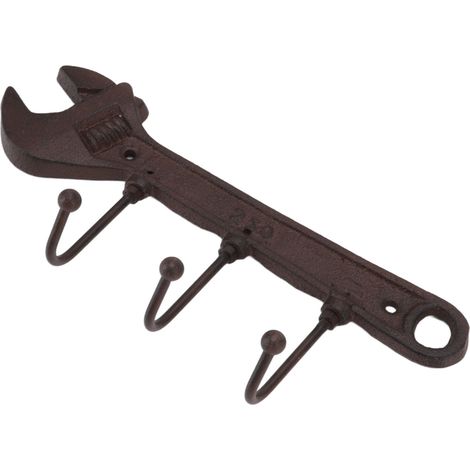 Dekorativer Wandhaken aus Gusseisen im Industriestil für Kleidung, Kleiderbügel, Bar, Eingangsbereich, Schlüsselform, 24 x 10,5 x 4,5 cm (1/5)