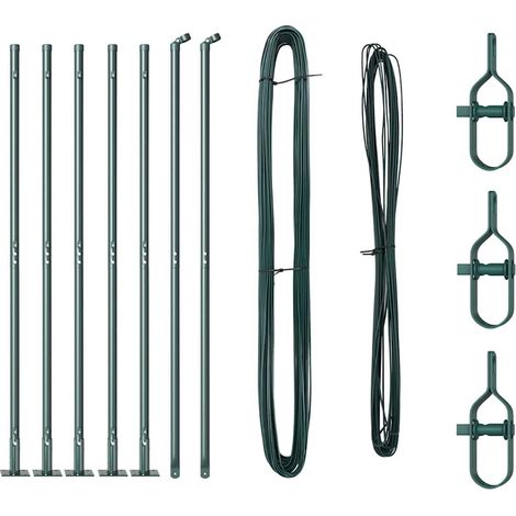 poteaux de clôture avec plaques de base 7 pcs Ø32mm 88,5cm acier galvanisé CFW6963470 (1/5)