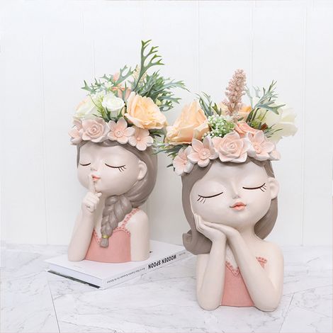 Pot de fleurs féerique, petit pot pour plantes succulentes, en résine, pour salon, jardinière décorative pour fleurs séchées (1/5)