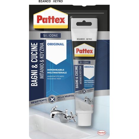 Silicone Antimuffa Bianco Pattex 150ml – Sigillante Acetico per Bagni e Cucine Original Impermeabile (1/2)