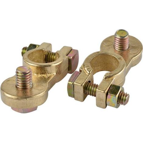 Cosse Batterie - 12 V 24 V - Laiton M10 - Pour Pôles Supérieurs et Latéraux - 1 Paire (1/4)
