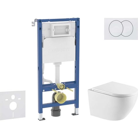 Geberit Duofix - Set Vorwandelement, WC Oudee mit Softclose-Sitz und Delta-Betätigungsplatte, weiß SANI11CA31124