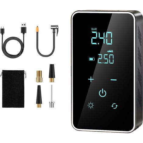 Tragbarer Luftkompressor für Reifenfüller – Auto-Luftpumpe – 5000 mAh elektrischer Luftkompressor – kabellose tragbare Luftpumpe – 150 PSI Reifenpumpe mit Touchscreen/Messgerät/Licht für Motorrad, Fah