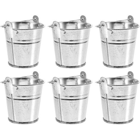 Mini seaux en métal, lot de 6 avec poignées, seaux de service décoratifs en fer, vases pour pots de fleurs (1/4)