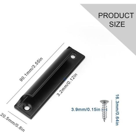 4Pcs Poignée Porte Coulissante,Aluminium Poignee de Porte Exterieur,Noir Poignée Baie Vitrée Coulissante pour Portes de Balcon,Porte