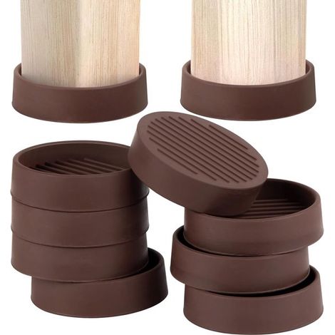 Posavasos antideslizantes de goma marrón aptos para suelos de madera (10 unidades, 7,6 x 7,6 cm), ruedas, mesas, camas y sofás (1/5)