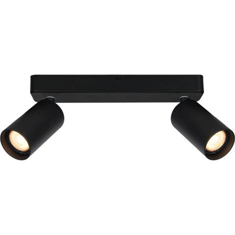 Plafoniera nera a barra 2 spot orientabili GU10 10W Nesto