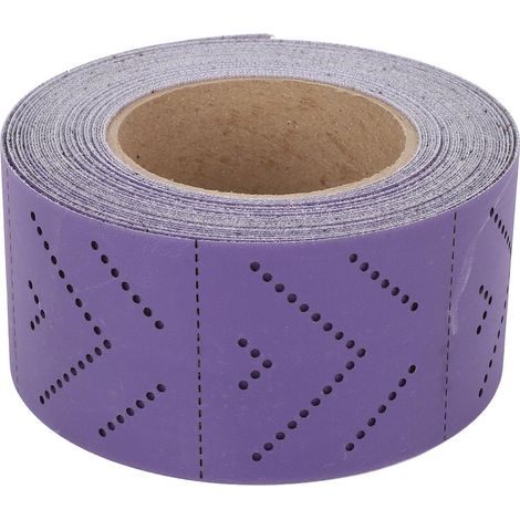 Rouleau de papier abrasif céramique, grain 400, abrasif sans poussière à trous multiples, 70 mm x 12 m, pour la réparation de carrosserie, la préparation avant peinture (1/5)