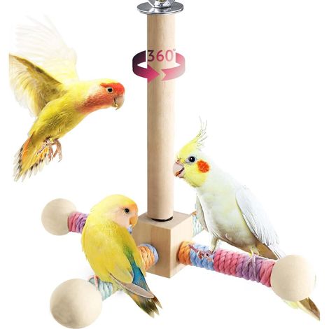 Rotating Bird Toy Perch, Hanging Game Stand for Bird Playground, Parakeet Accessories, Suitable for Small and Medium Parrots. (1/5)