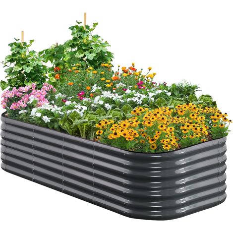 Quictent Kit carré potager surélevé galvanisé, 180x90x62cm