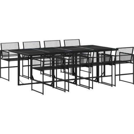 Maison Exclusive - 9-tlg. Garten-Essgruppe Schwarz Poly Rattan