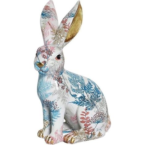 Statue de jardin de lapin, sculpture de lapin en résine ornements de jardin à la maison (1/5)