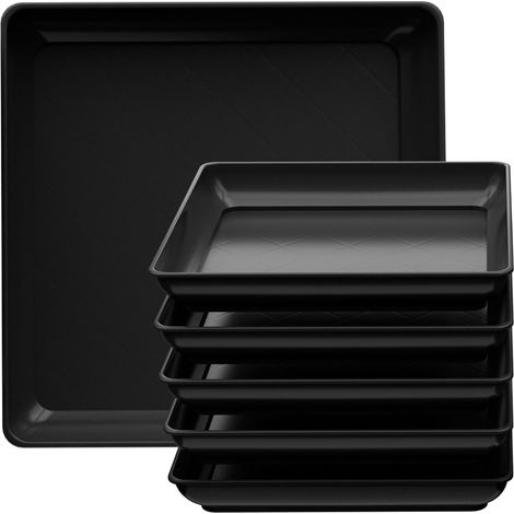 Lot de 5 soucoupes carrées de 50,8 cm pour Pots de Fleurs, récupérateur d'eau pour Plantes, plaques d'arrosage avec Fond en Plastique pour intérieur et extérieur, Noir (1/5)
