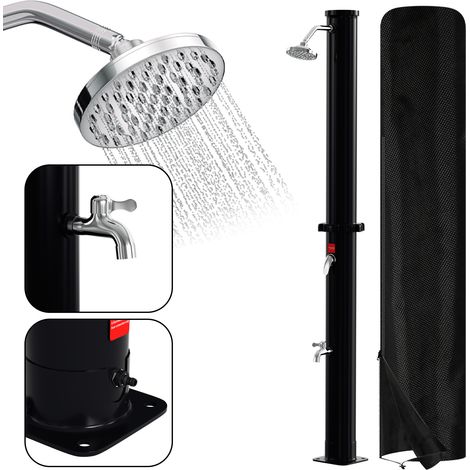 Wolketon Doccia solare da 20 litri con montaggio girevole e doccia a pedale - con copertura grande (220x65 cm) - doccia da giardino, doccia da piscina