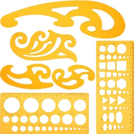 6 Pièces Courbe Française et Règle de Modèle Set Modèle de Dessin Gabarits de Cercle pour Studio Artistique ou Dessin et Dessin Personnel (1/5)