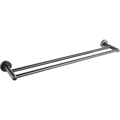 Fortifura Calvi Porte-serviettes - double - rond - Gunmetal PVD brossé (1/4)