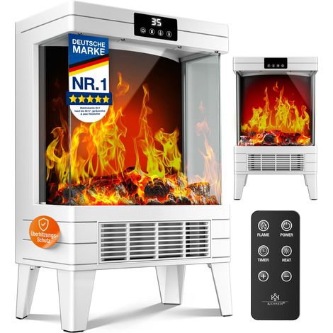 KESSER® Chimenea LED Arvo con calefacción, 1800W, temporizador, mando - Blanco (1/5)