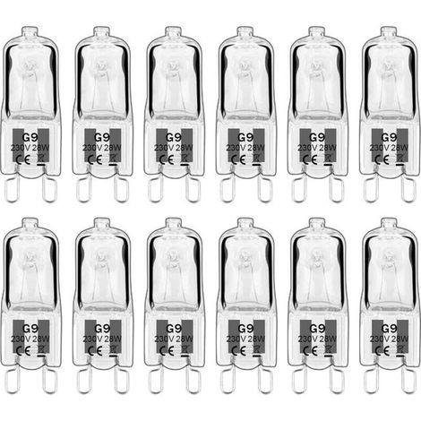 12 pièces G9 Lampes halogènes, ampoules G9 230V 28W 480lm, 2800K blanc chaud, ampoules à capsule dimmable, sans scintillement [Classe énergétique G] (1/5)