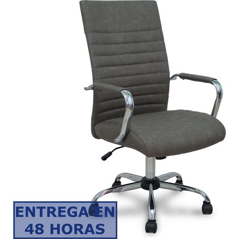 Silla con Respaldo basculante Opti527, Silla Ajustable en Altura, Ideal para 4-6 Horas de Uso, Peso máximo 120 Kg, Brazos fijos, Respaldo Fijo, Acabado similpiel Gris - FORÖL