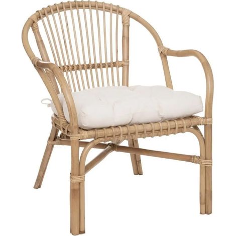 Fauteuil Design en Rotin "Neta" 77cm Naturel (1/5)