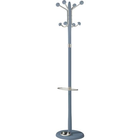 Perchero mod. 421 con paragüero herrajes en cromo satinado lacado azul, 180 cm(alto)37 cm(ancho)37 cm(largo) (1/2)