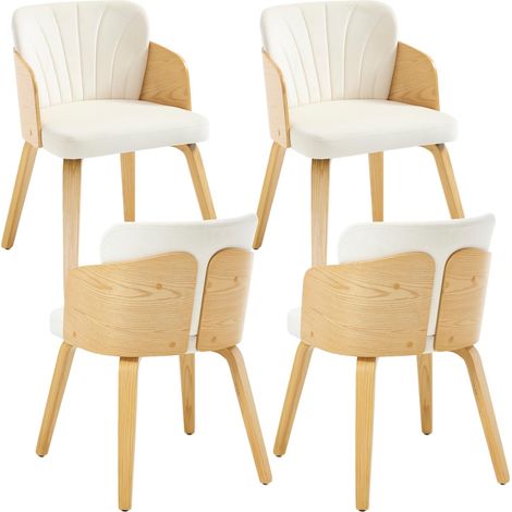 Esszimmerstühle für Wohnzimmer Küche aus Samt mit Holzbeinen Beige 4er Set Wahson (1/5)