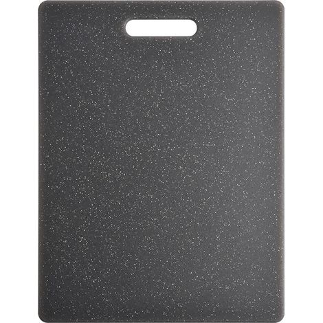 Planche à découper en PP imprimé marbre noir 36 × 27,5 × 0,61 cm avec trou de suspension et poignée intégrés, surface de coupe de cuisine hygiénique adaptée aux couteaux (1/5)
