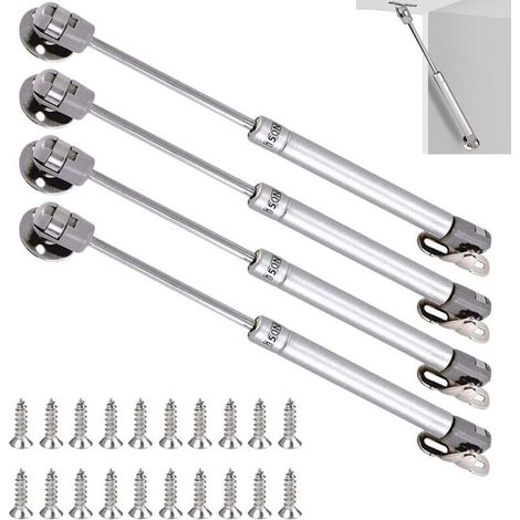 Forehill – Lot de 4 vérins à gaz 150N – Longueur 270mm – Acier laminé et plastique ABS – Pour portes en bois et meubles TV – Installation sécurisée (1/5)