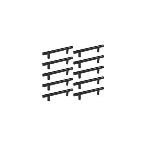 10 piezas de tirador para armario, puerta de cocina, distancia entre agujeros de 128 mm, tirador para mueble negro de acero inoxidable (1/5)