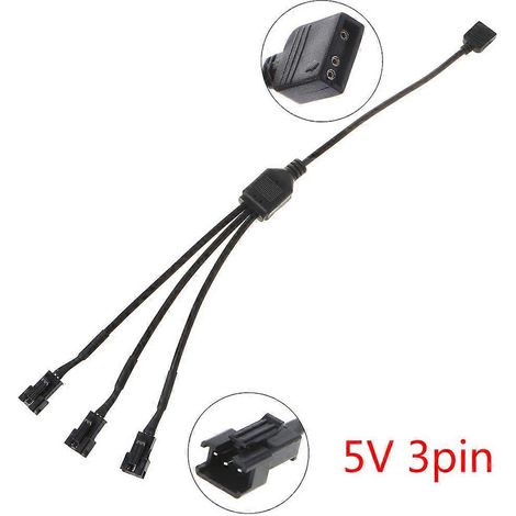 Câble adaptateur RGB 5V 3 broches vers connecteur de ventilateur JST SM 3 broches femelle/mâle pour carte mère d'ordinateur, câble d'extension de transmission SYNC multicolore (C) (1/5)