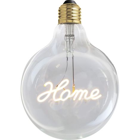 Ampoule Led dimmable, filament avec l'inscription HOME, éclairage chaud 2500K, verre ambré type globe, E27, 4W (1/5)