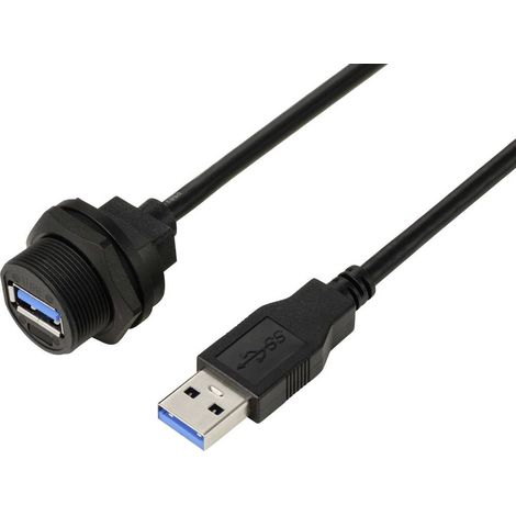 Presa USB 3.0 su spina, IP67 (filettatura), cavo 0,5 m. TC-E13T-FU3-PWF/MU3-NWA-0.5PV-S Cavo in plastica impermeabile T (1/4)