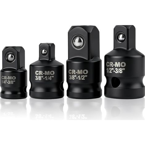 4 Pièces Adaptateur Douille 1/2" 1/4" 3/8", Adaptateur pour Impact en Acier Chrome-Molybdène (Cr-Mo), Raccord Douille Réducteur, Adaptateurs Clé à Choc Carrés pour Clef Dynamometrique Cliquet (1/5)