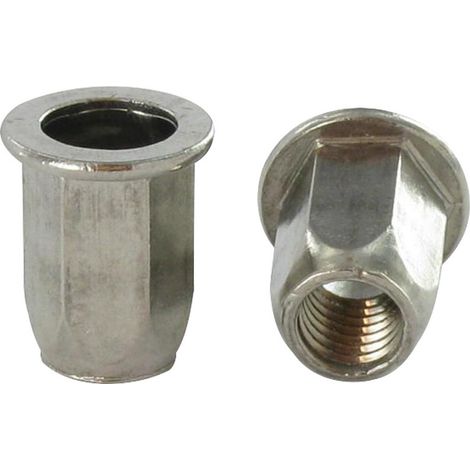 Ecrou A sertir Inox Tête plate Hexagonal M8X18 INPTH 30-200 pièces