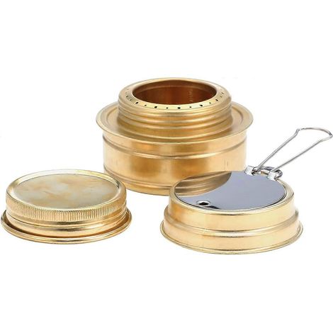 Réchaud à alcool de camping, brûleur, camping, extérieur, doré, 7,5 x 7,5 x 5 cm, réchaud à alcool (1/2)