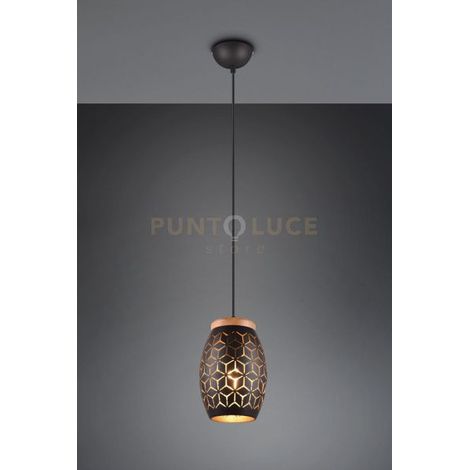 Lampada a sospensione nera metallo/legno BIDAR E27 28W RL