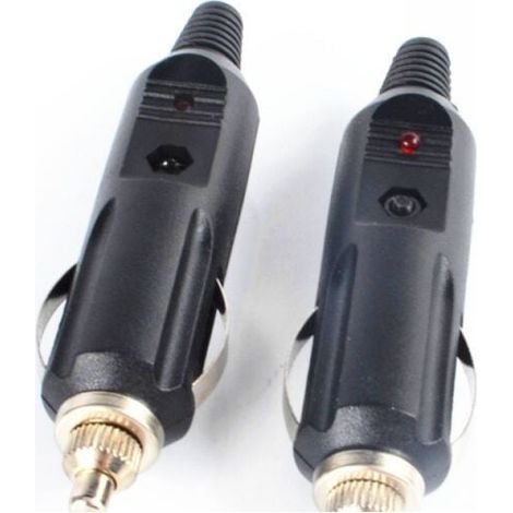 Lot de 2 Connecteurs/prises allume-cigare automobile avec diode 12V et 24V mâle (1/4)