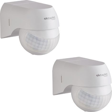 Pack of 2 IP44 Outdoor Motion Detectors, 12m Infrared Sensor, 180° Adjustable Head, for Garden Lighting (1/5)