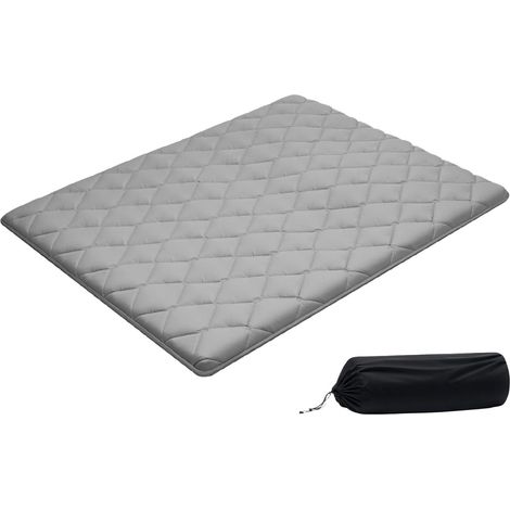 Matelas Futon Taille Queen, Matelas de Sol Japonais Pliable, Tatami Doux pour Dormir Yoga Méditation et Relaxation, 203,2x152,4x6,35 cm, 9 Couches, avec Sac de Rangement et Attaches, Gris (1/5)
