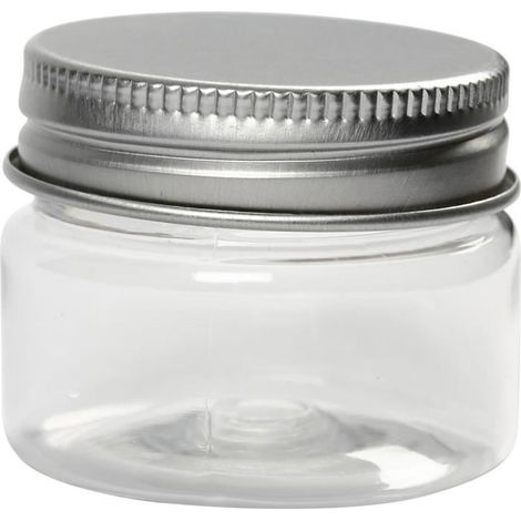 Petit pot - Réf 13178 - Transparent - Couvercle vissé en métal - Cylindrique (1/2)