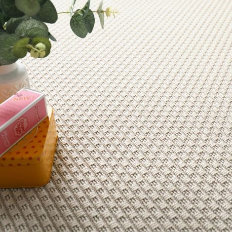 Moquette Tissé Plat - Natté Sumatra - Blanc - Rouleau de 4m x 1m (1/4)