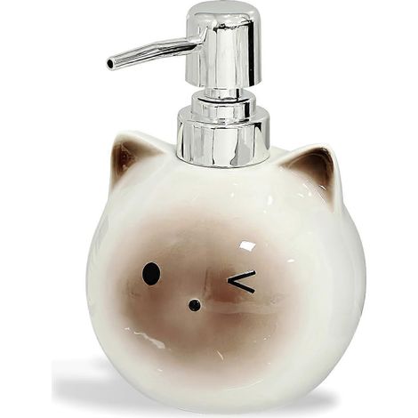 Seifenspender aus Keramik mit Siamkatzenmotiv, 450 ml, bezaubernder Seifenspender für Bad oder Küchenarbeitsplatte – AquaForge (1/3)