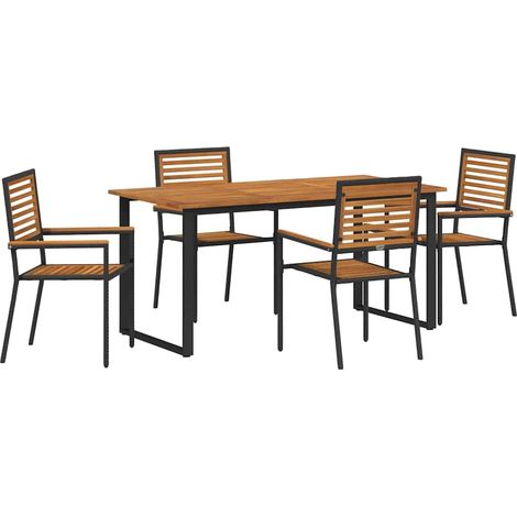 Garden Dining Set 5 pcs Black Solid Acacia Wood vidaXL (1/5)